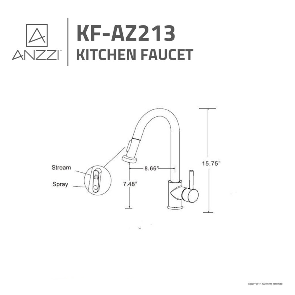 ANZZI Somba Series Single Hole Oil Rubbed Bronze Kitchen Faucet With Euro-Grip Pull Down Sprayer