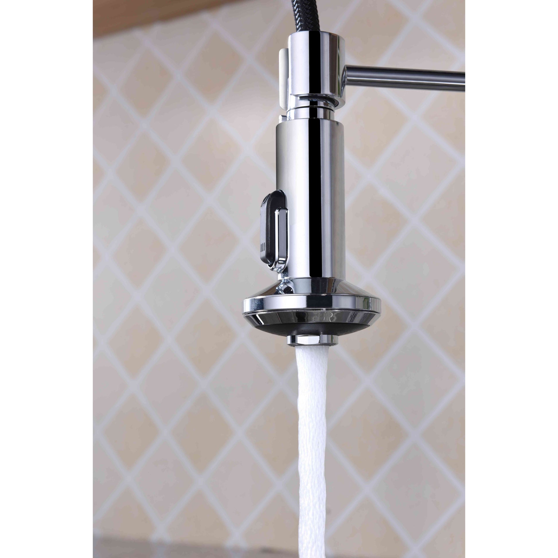 ANZZI Step Series Single Hole Polished Chrome Kitchen Faucet With Euro-Grip Pull Down Sprayer