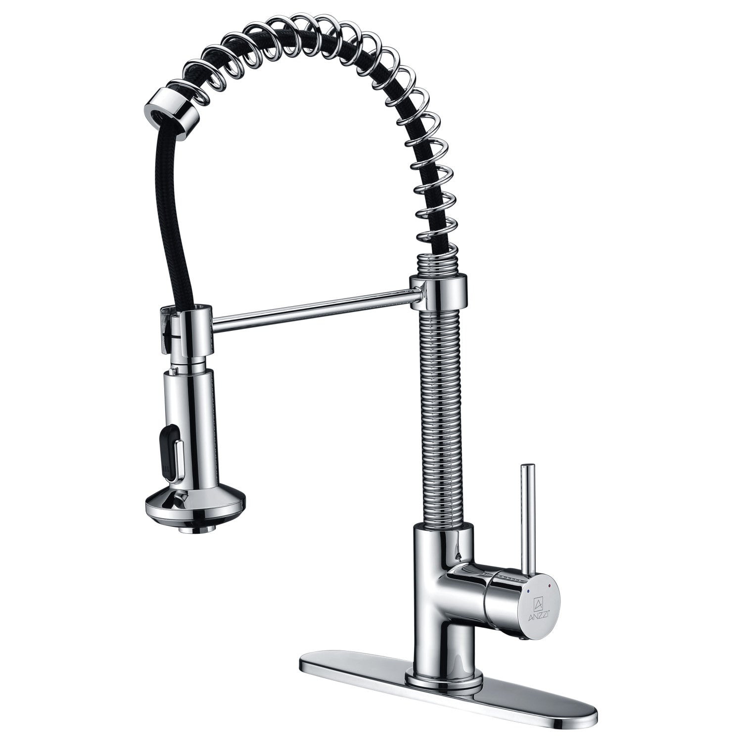 ANZZI Step Series Single Hole Polished Chrome Kitchen Faucet With Euro-Grip Pull Down Sprayer