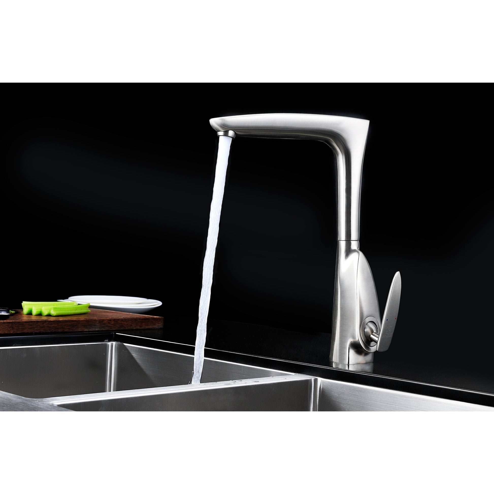 ANZZI Timbre Series Single Hole Brushed Nickel Kitchen Faucet With 360-Degree Turning Spout