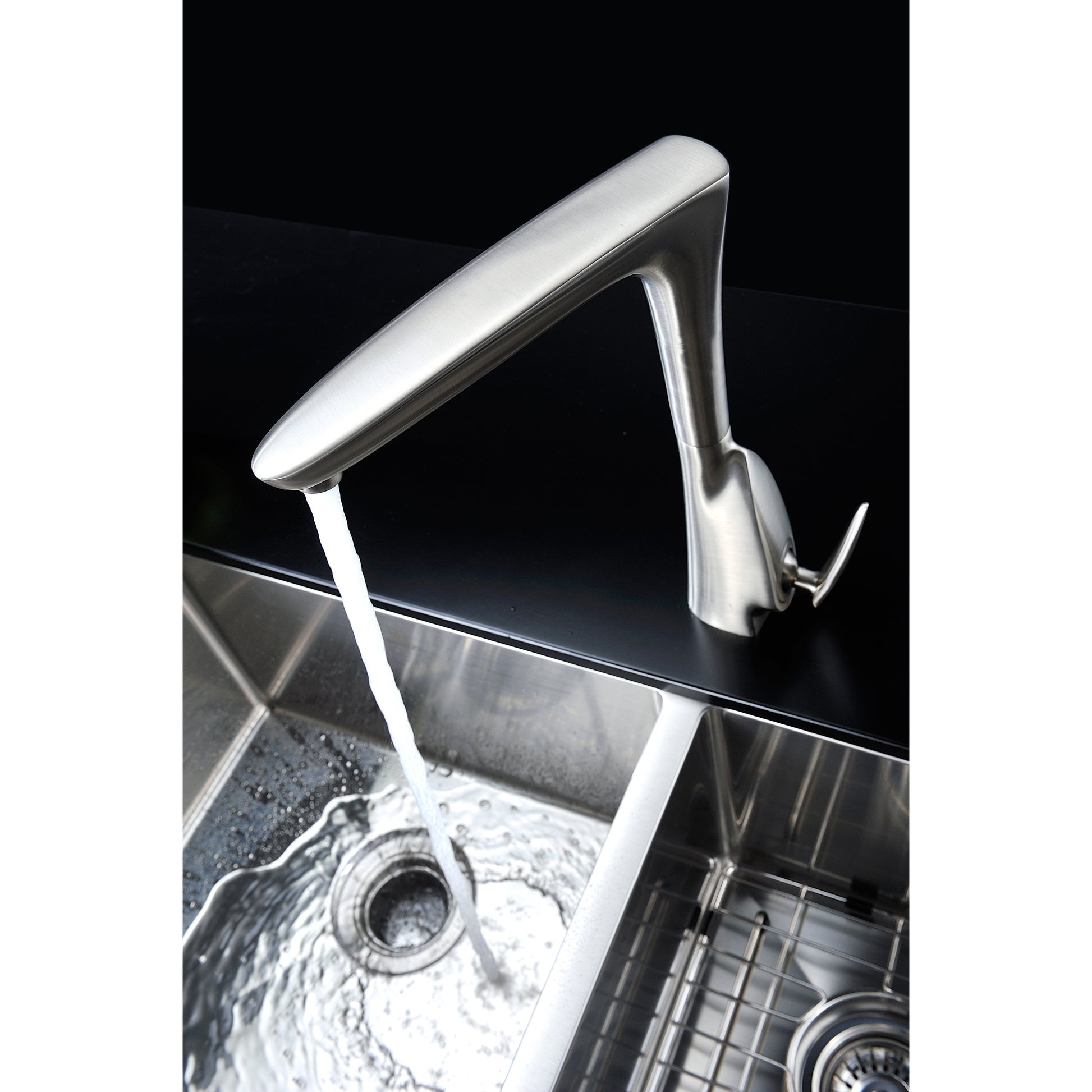 ANZZI Timbre Series Single Hole Brushed Nickel Kitchen Faucet With 360-Degree Turning Spout