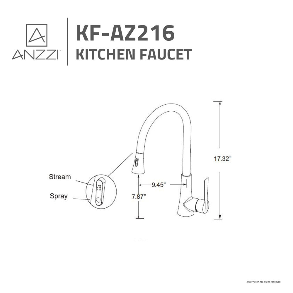 ANZZI Tulip Series Single Hole Oil Rubbed Bronze Kitchen Faucet With Euro-Grip Pull Down Sprayer