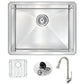 ANZZI Vanguard Series 23" Single Bowl Stainless Steel Undermount Kitchen Sink With Strainer and Brushed Nickel Audein Faucet