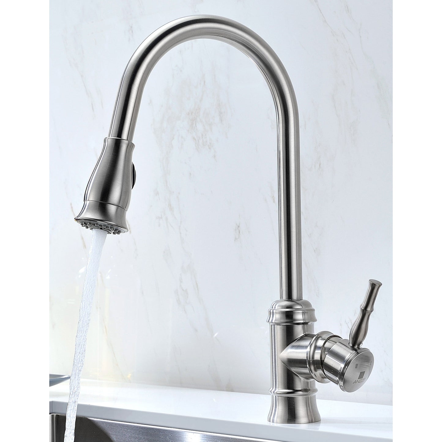 ANZZI Vanguard Series 23" Single Bowl Stainless Steel Undermount Kitchen Sink With Strainer and Brushed Nickel Sails Faucet