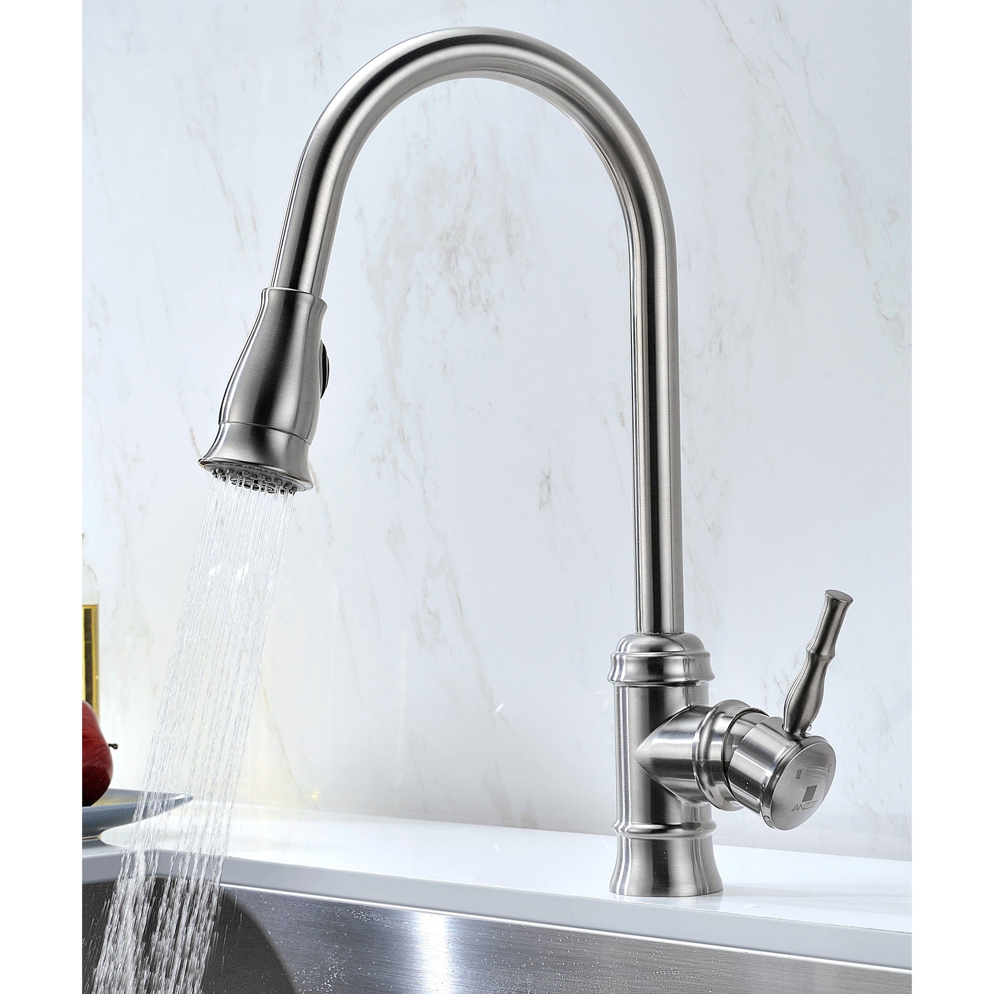 ANZZI Vanguard Series 23" Single Bowl Stainless Steel Undermount Kitchen Sink With Strainer and Brushed Nickel Sails Faucet