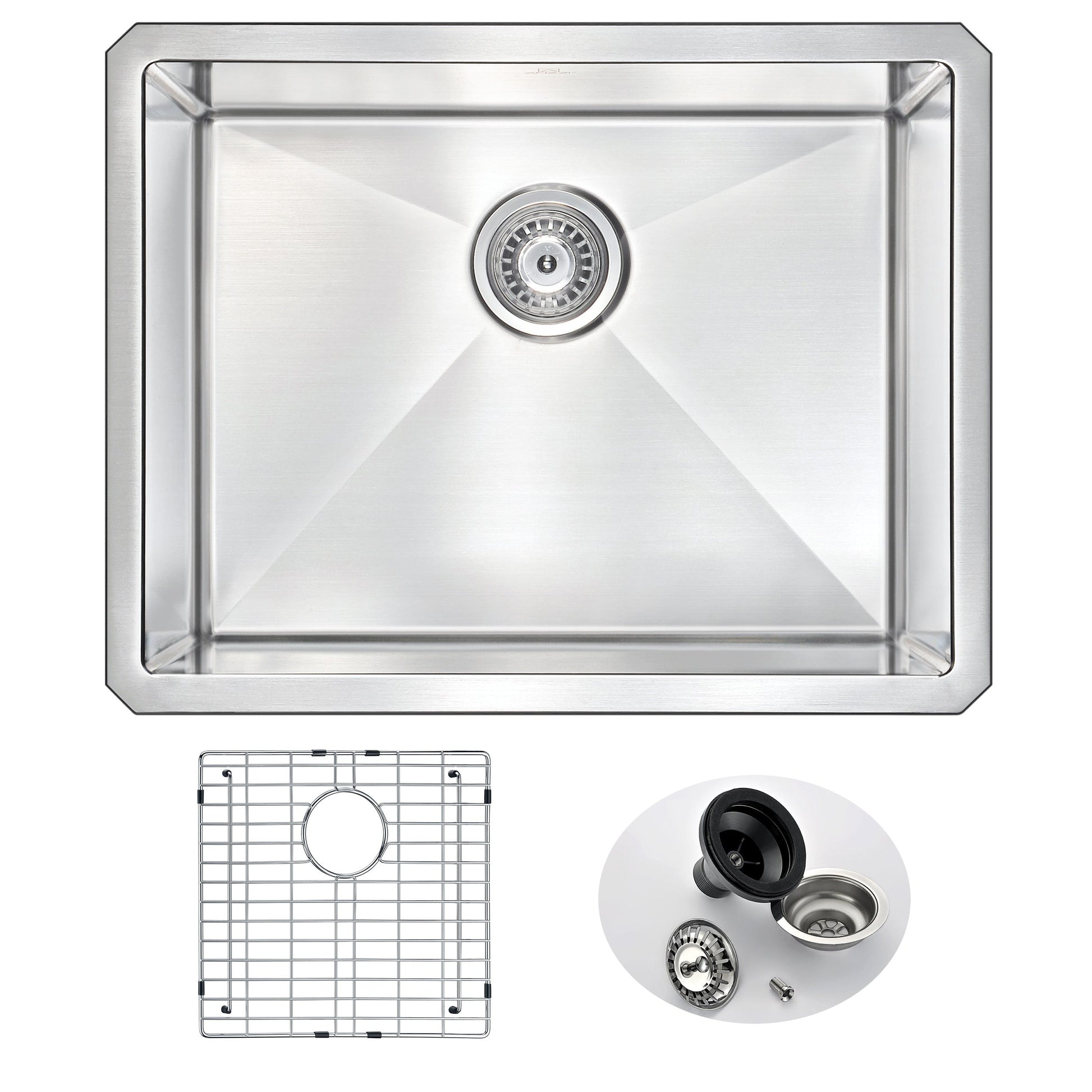 ANZZI Vanguard Series 23" Single Bowl Stainless Steel Undermount Kitchen Sink With Strainer and Drain Assembly