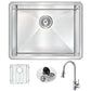 ANZZI Vanguard Series 23" Single Bowl Stainless Steel Undermount Kitchen Sink With Strainer and Polished Chrome Mend Faucet