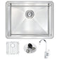 ANZZI Vanguard Series 23" Single Bowl Stainless Steel Undermount Kitchen Sink With Strainer and Polished Chrome Opus Faucet