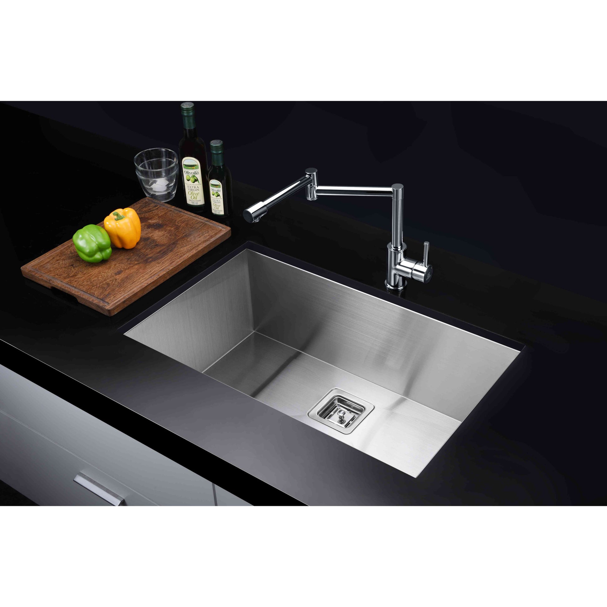 ANZZI Vanguard Series 30" Single Bowl Stainless Steel Brushed Satin Undermount Kitchen Sink With Strainer and Drain Assembly