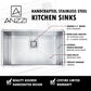ANZZI Vanguard Series 30" Single Bowl Stainless Steel Brushed Satin Undermount Kitchen Sink With Strainer and Drain Assembly