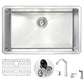 ANZZI Vanguard Series 30" Single Bowl Stainless Steel Undermount Kitchen Sink With Strainer and Brushed Nickel Soave Faucet
