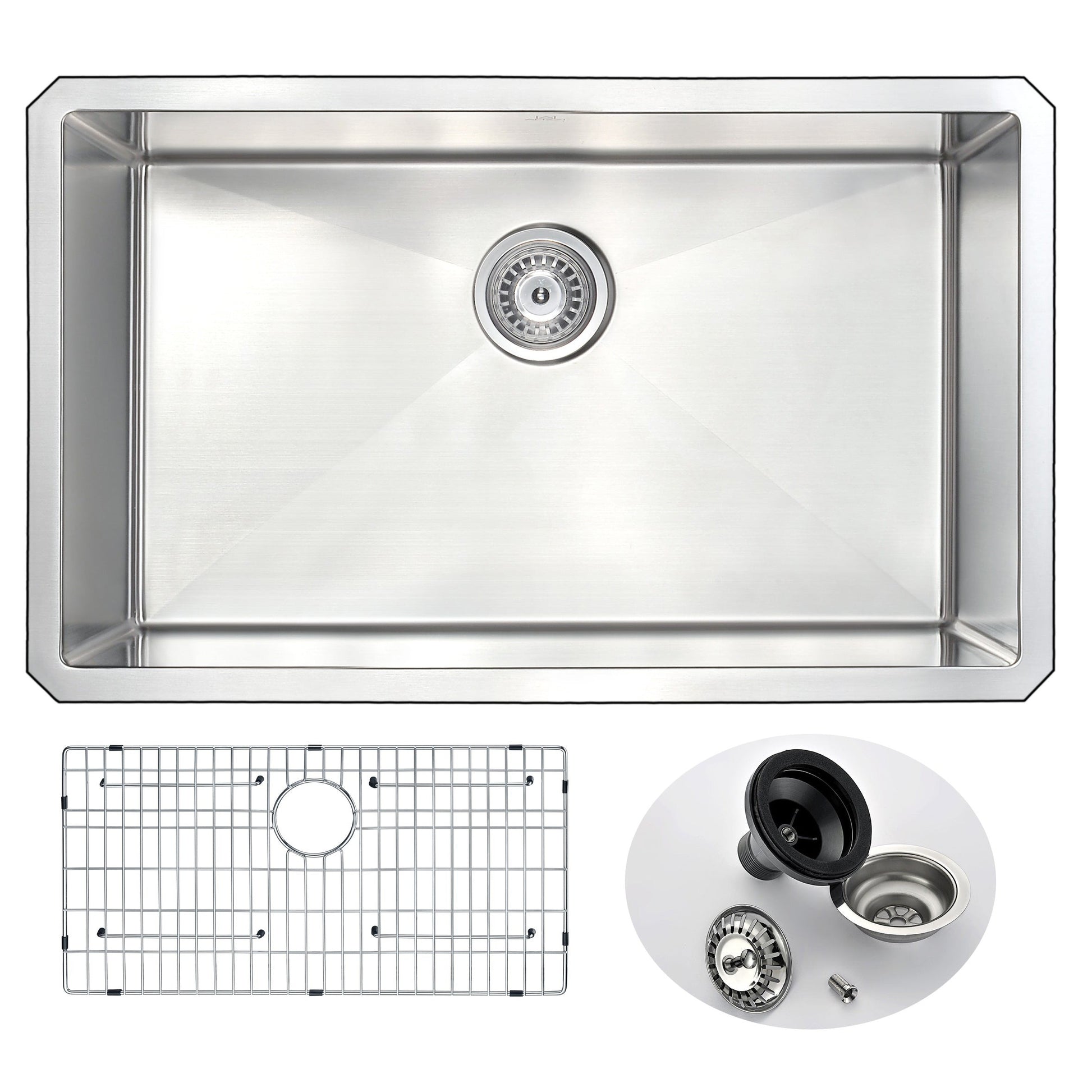 ANZZI Vanguard Series 30" Single Bowl Stainless Steel Undermount Kitchen Sink With Strainer and Drain Assembly