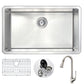 ANZZI Vanguard Series 30" Single Bowl Stainless Steel Undermount Kitchen Sink With Strainer and Polished Chrome Audein Faucet