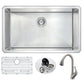 ANZZI Vanguard Series 32" Single Bowl Stainless Steel Undermount Kitchen Sink With Strainer, Drain Assembly and Brushed Nickel Accent Faucet