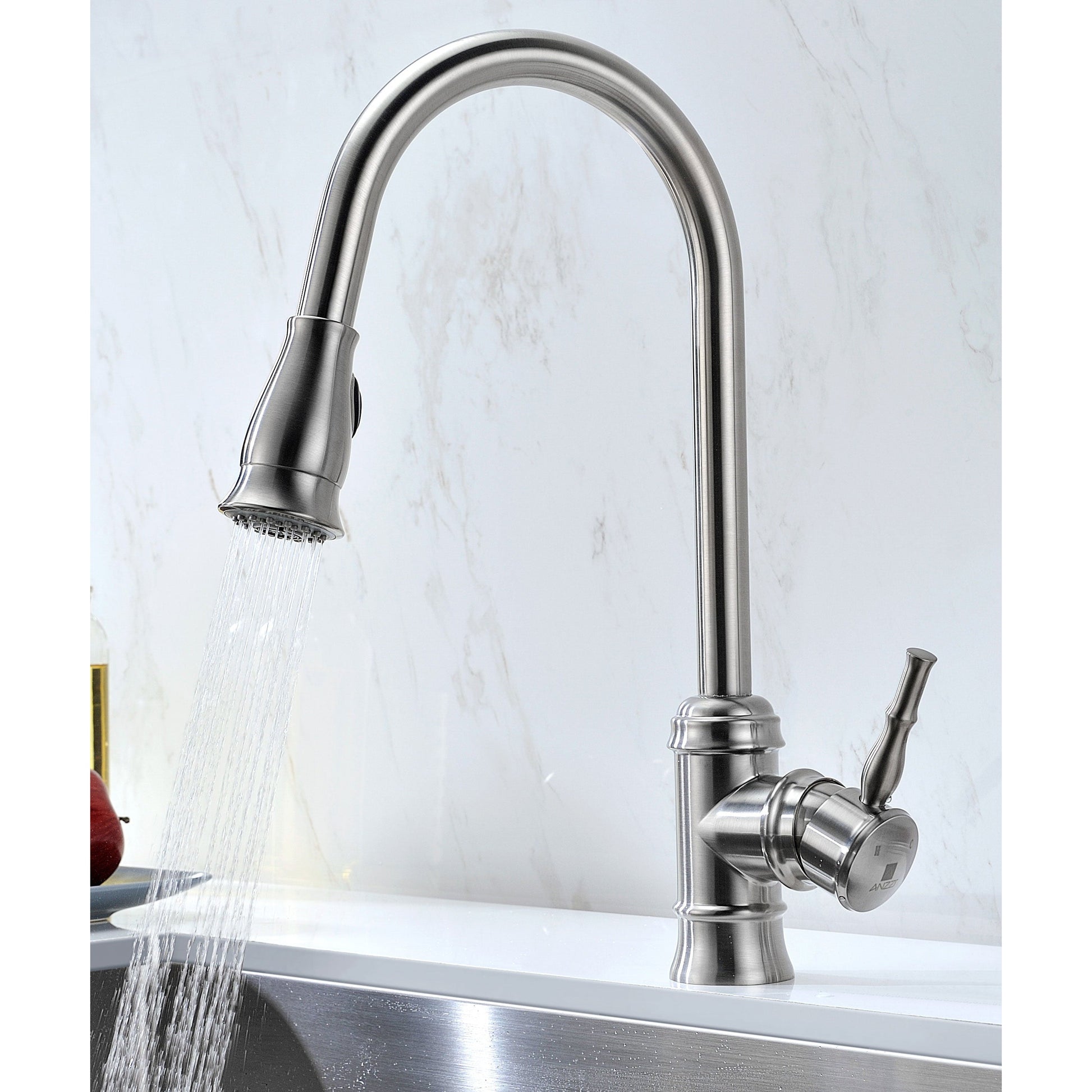 ANZZI Vanguard Series 32" Single Bowl Stainless Steel Undermount Kitchen Sink With Strainer, Drain Assembly and Brushed Nickel Sails Faucet