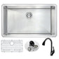 ANZZI Vanguard Series 32" Single Bowl Stainless Steel Undermount Kitchen Sink With Strainer, Drain Assembly and Oil Rubbed Bronze Accent Faucet