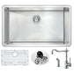 ANZZI Vanguard Series 32" Single Bowl Stainless Steel Undermount Kitchen Sink With Strainer, Drain Assembly and Polished Chrome Winston Faucet