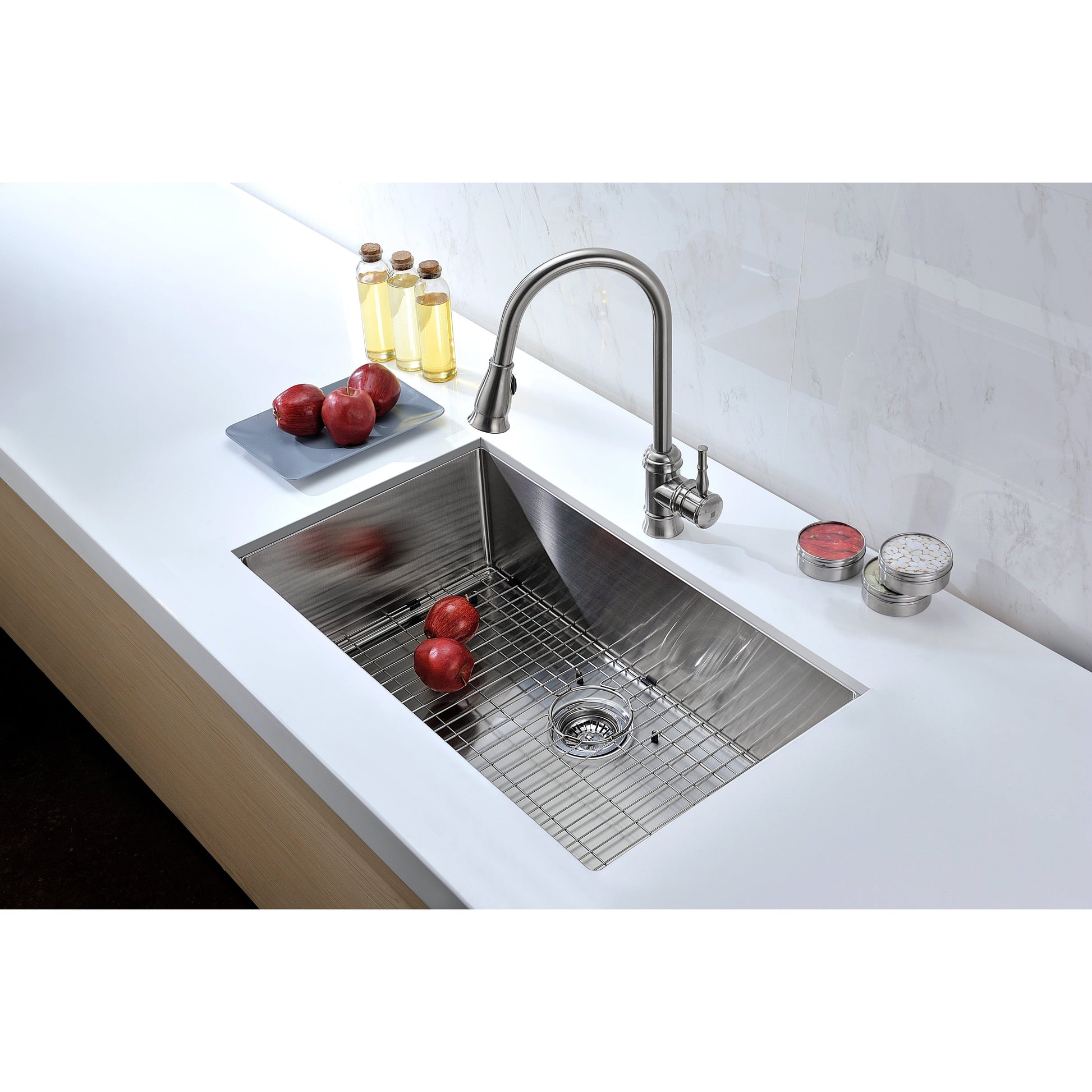 ANZZI Vanguard Series 32" Single Bowl Stainless Steel Undermount Kitchen Sink With Strainer and Drain Assembly