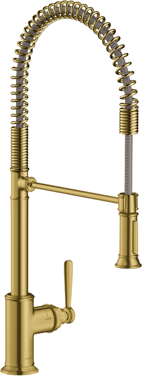 AXOR Montreux 1.75 GPM 2-Spray Semi-Pro Deck Mounted Brushed Gold Optic Kitchen Faucet