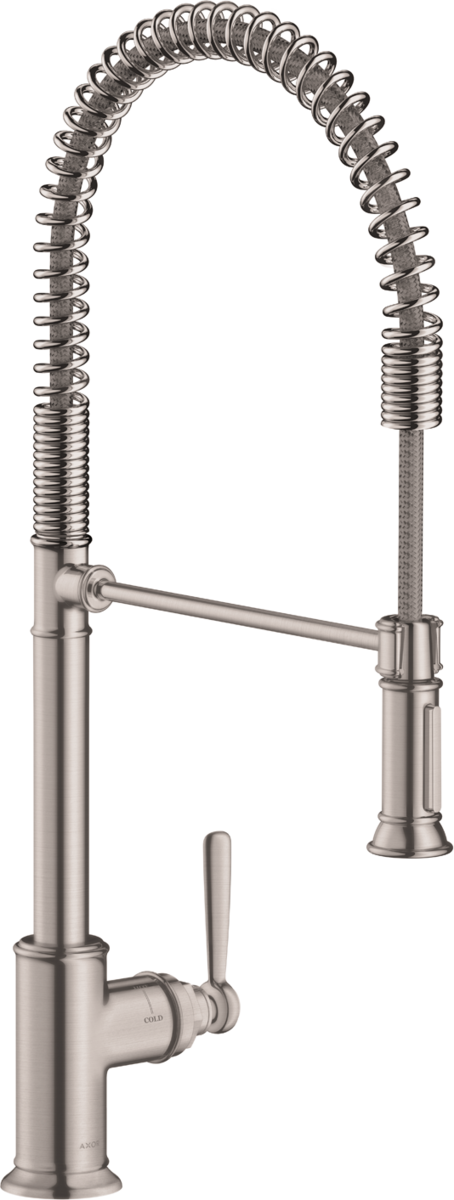 AXOR Montreux 1.75 GPM 2-Spray Semi-Pro Deck Mounted Steel Optic Kitchen Faucet