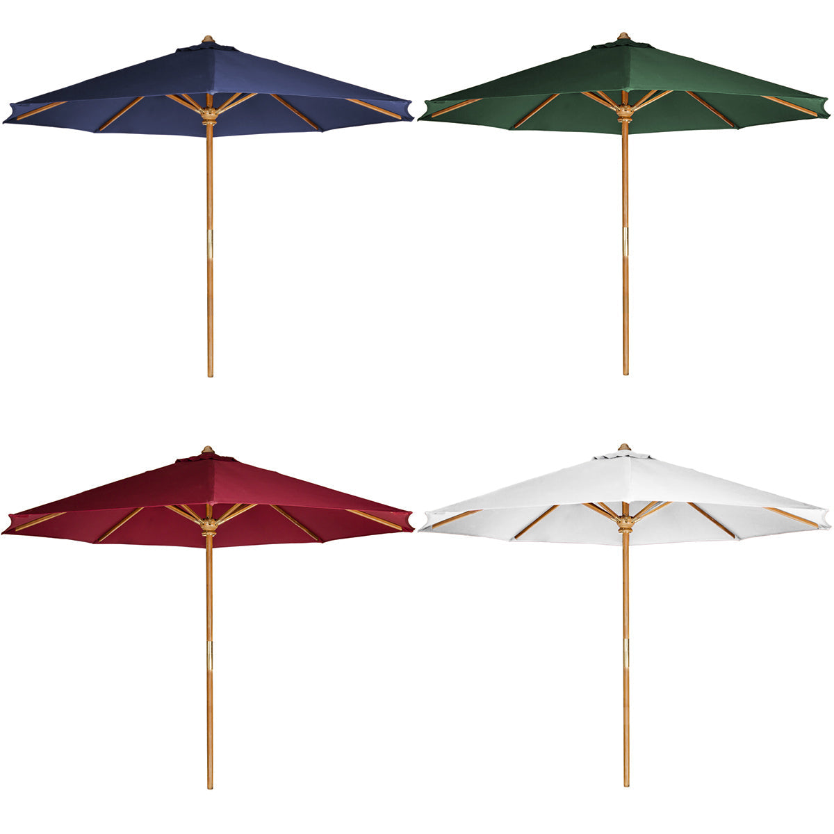 All Things Cedar 10ft Teak Market Umbrella with Blue Canopy