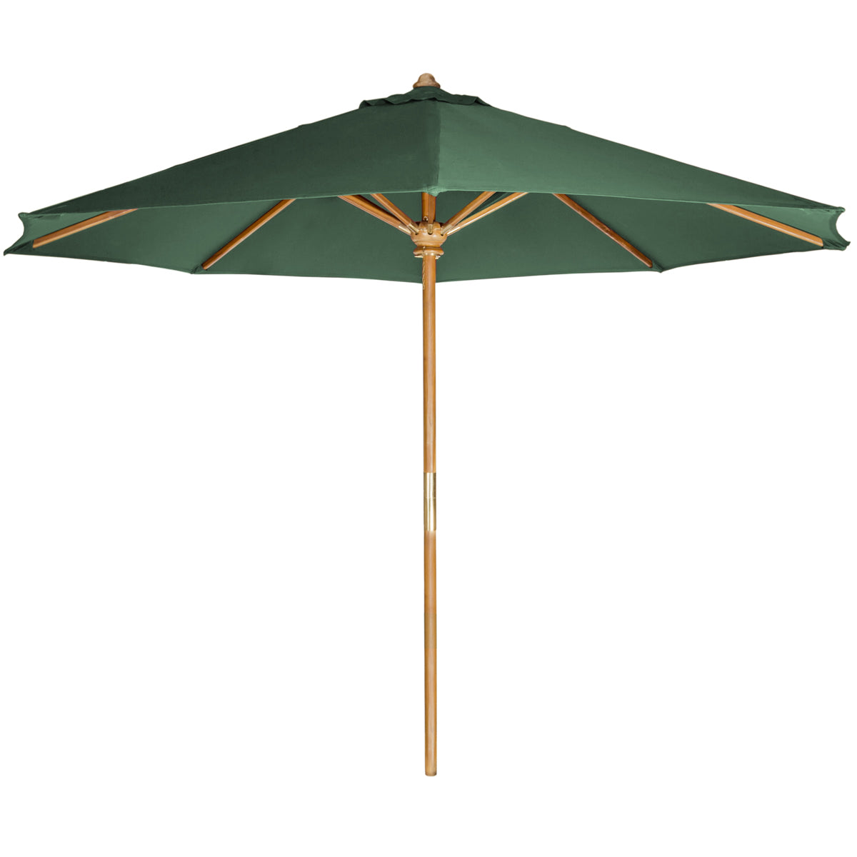 All Things Cedar 10ft Teak Market Umbrella with Green Canopy