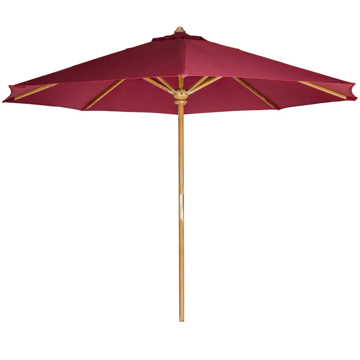 All Things Cedar 10ft Teak Market Umbrella with Red Canopy