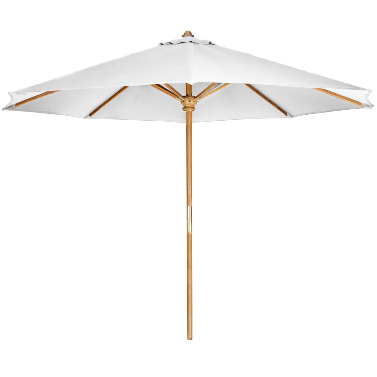 All Things Cedar 10ft Teak Market Umbrella with White Canopy