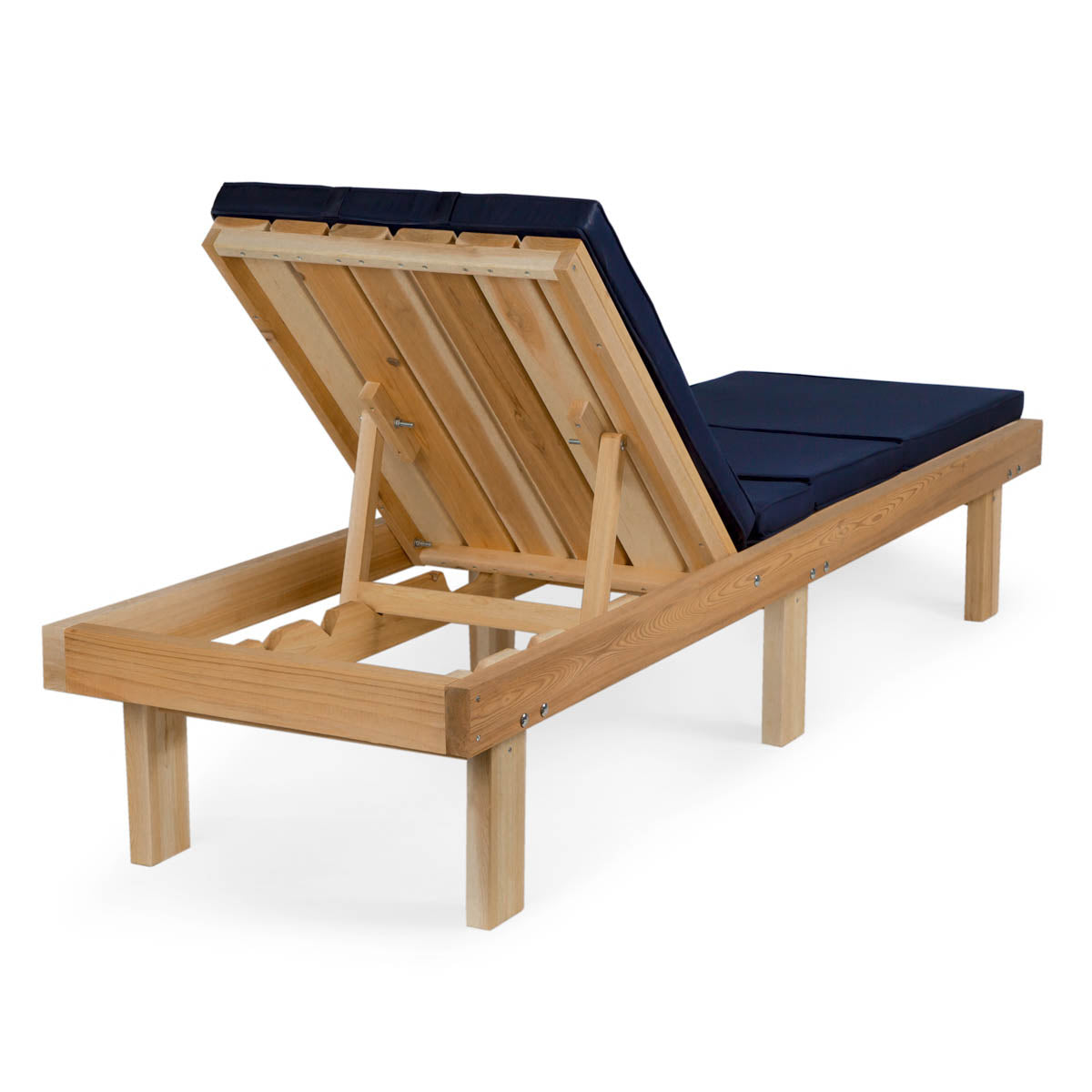 All Things Cedar 14" Reclining Cedar Chaise Lounger with Blue Cushion