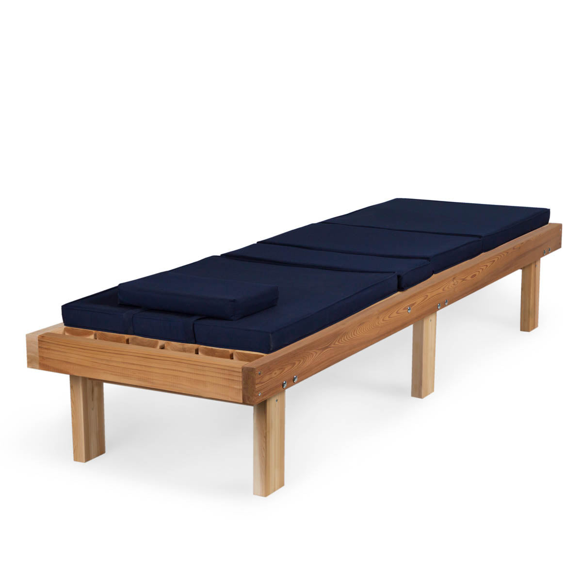 All Things Cedar 14" Reclining Cedar Chaise Lounger with Blue Cushion