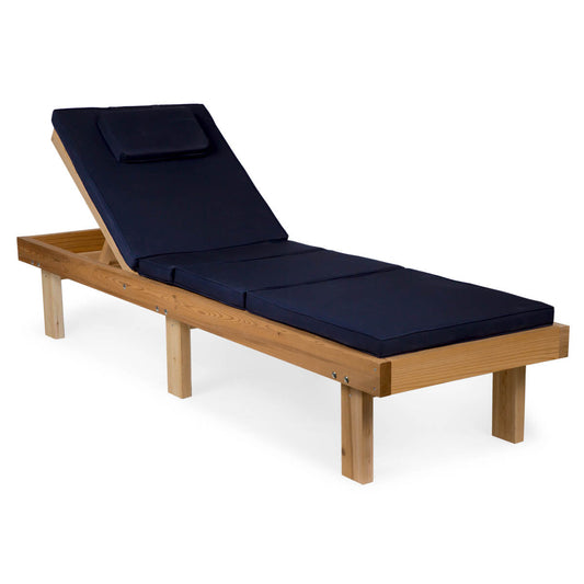 All Things Cedar 14" Reclining Cedar Chaise Lounger with Blue Cushion