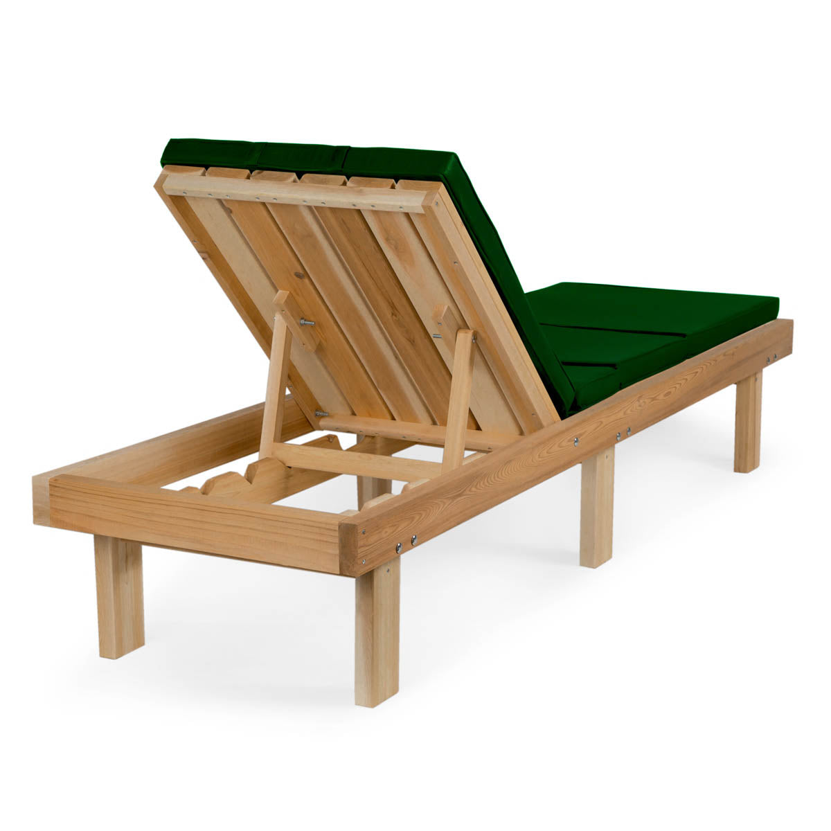 All Things Cedar 14" Reclining Cedar Chaise Lounger with Green Cushion
