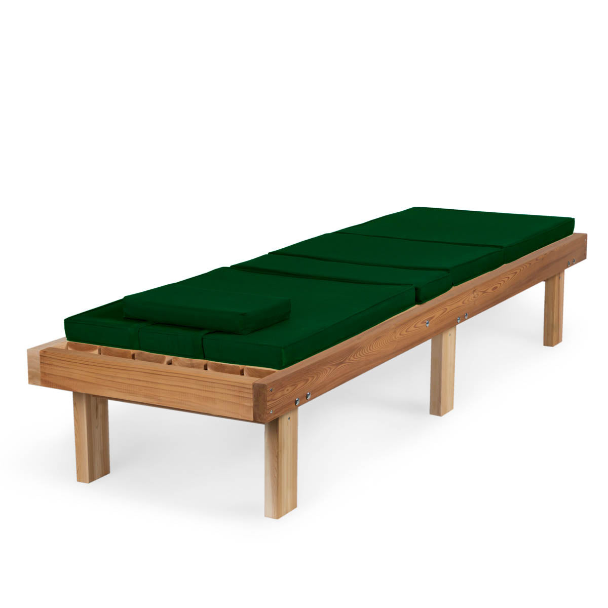 All Things Cedar 14" Reclining Cedar Chaise Lounger with Green Cushion