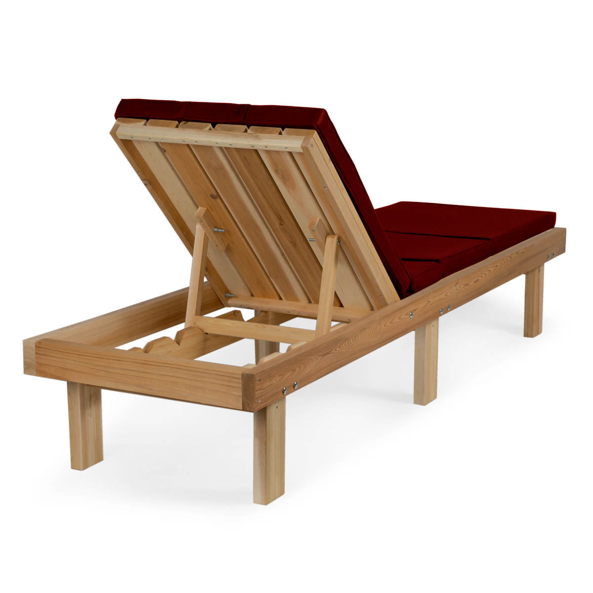 All Things Cedar 14" Reclining Cedar Chaise Lounger with Red Cushion