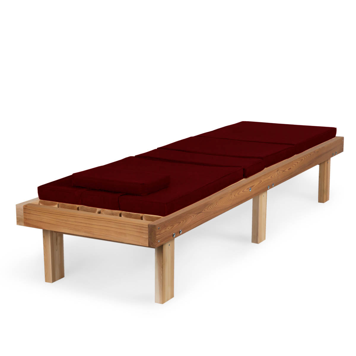 All Things Cedar 14" Reclining Cedar Chaise Lounger with Red Cushion