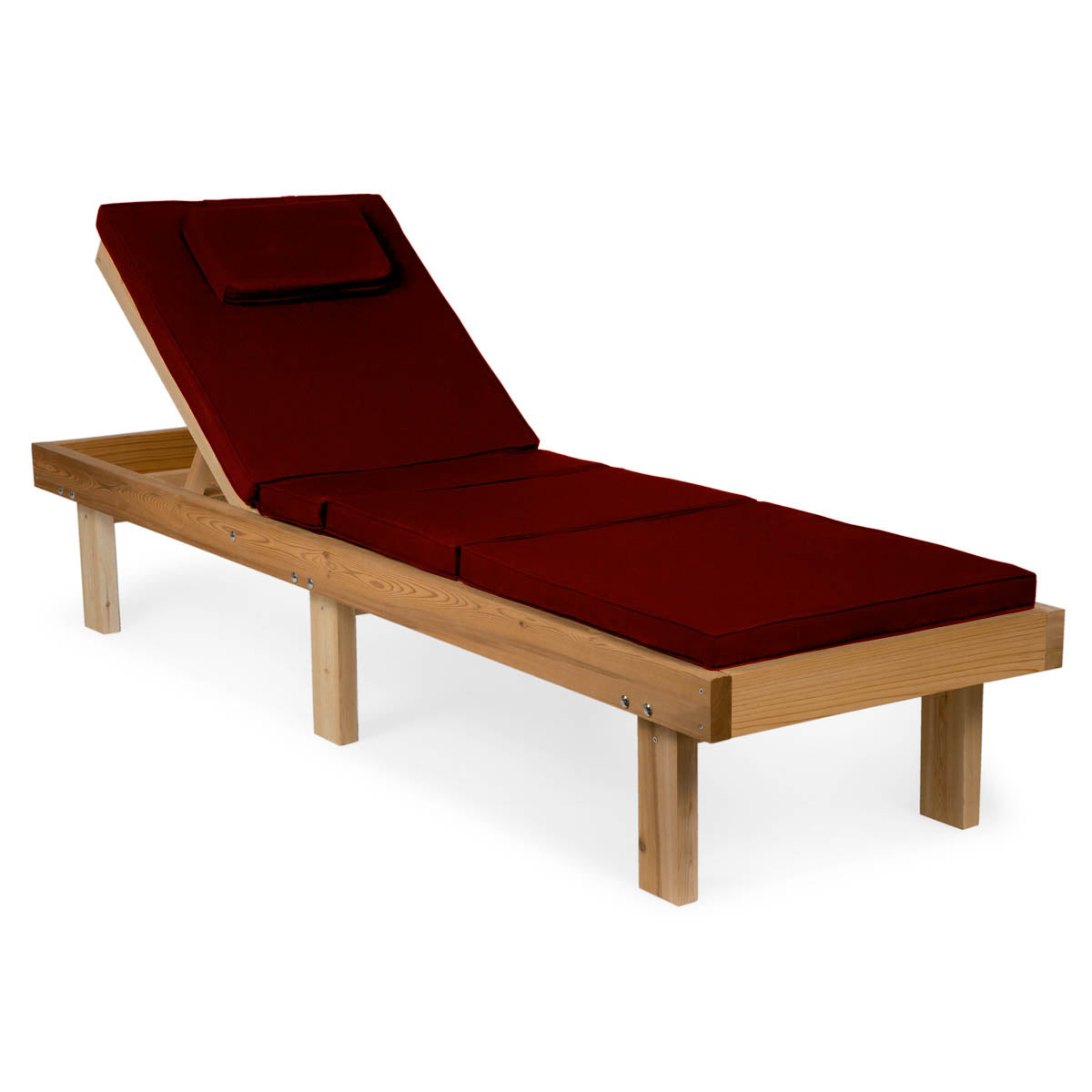All Things Cedar 14" Reclining Cedar Chaise Lounger with Red Cushion