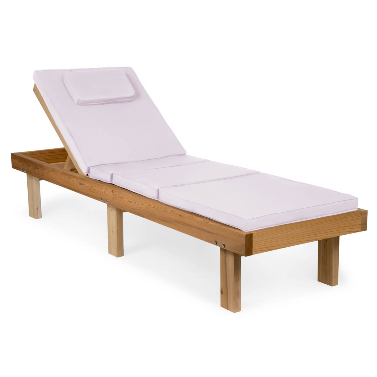 All Things Cedar 14" Reclining Cedar Chaise Lounger with Royal White Cushion