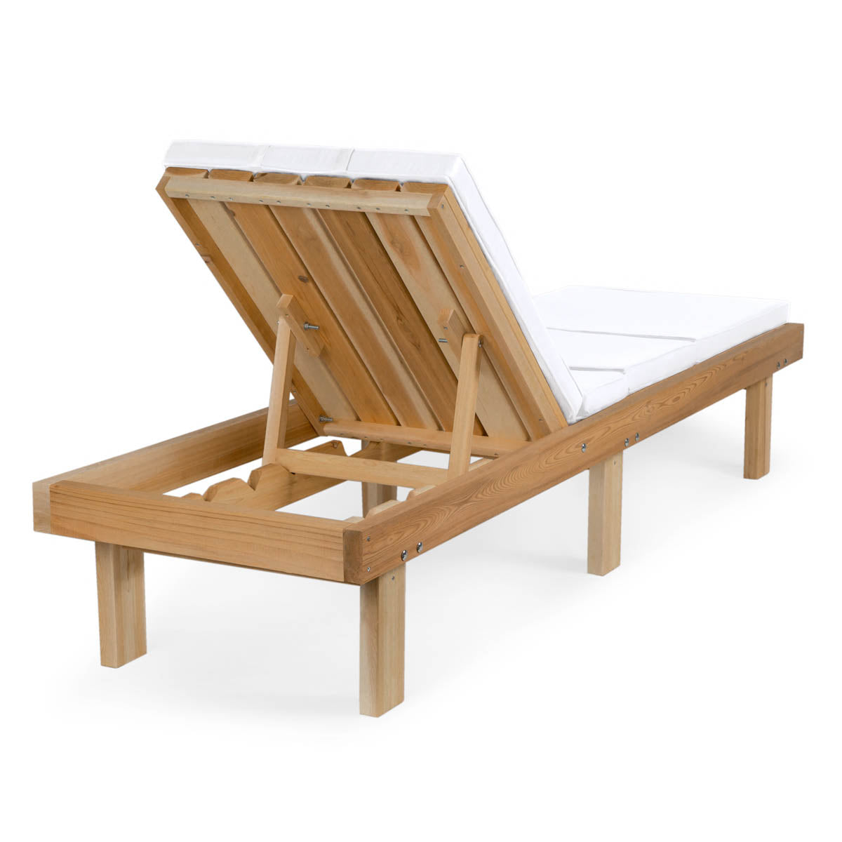 All Things Cedar 14" Reclining Cedar Chaise Lounger with White Cushion