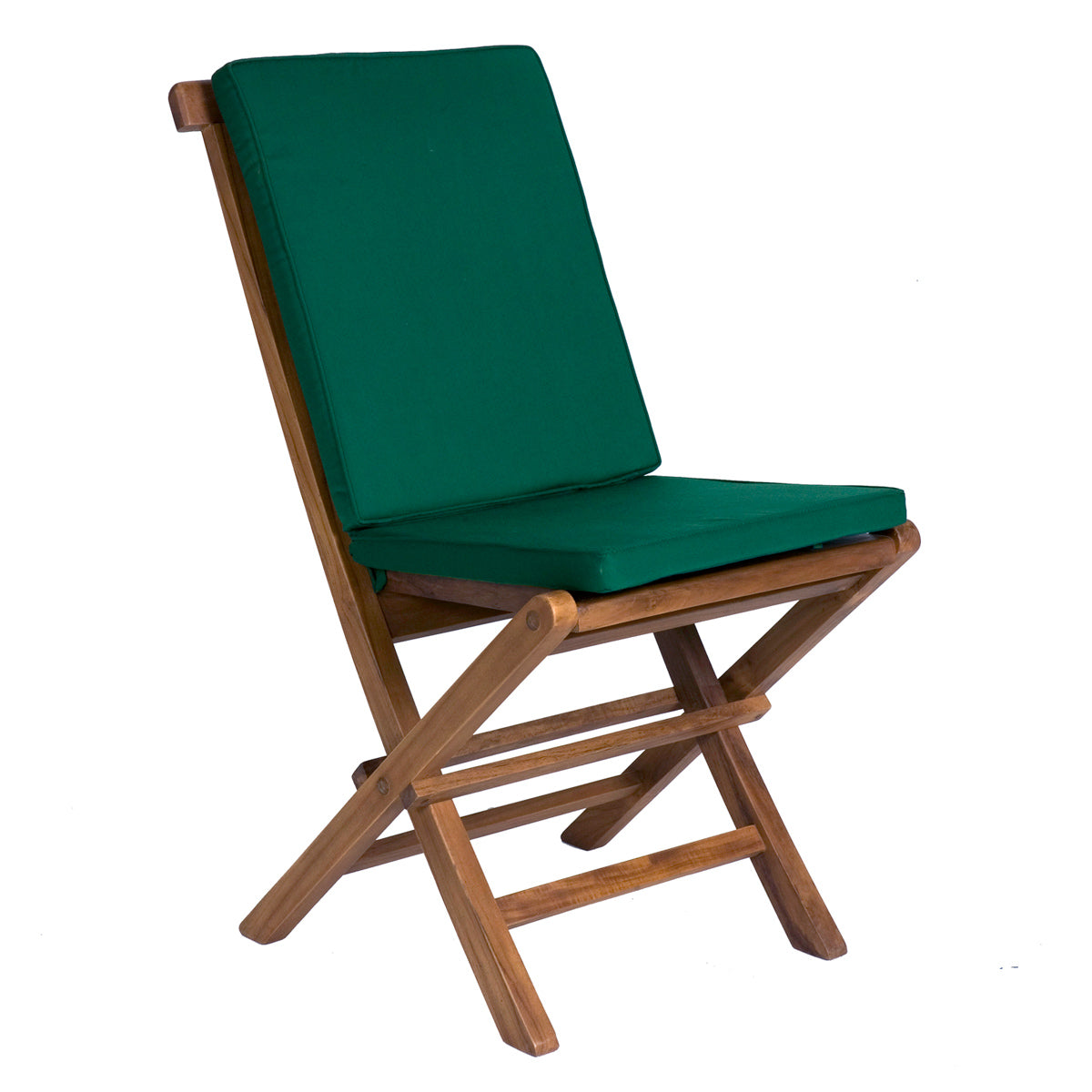All Things Cedar 4ft 5-Piece Teak Octagon Folding Table Set with Green Cushions