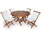 All Things Cedar 4ft 5-Piece Teak Octagon Folding Table Set with White Cushions