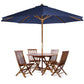 All Things Cedar 4ft 6-Piece Teak Octagon Folding Table Set with Blue Umbrella