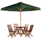 All Things Cedar 4ft 6-Piece Teak Octagon Folding Table Set with Green Umbrella