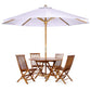All Things Cedar 4ft 6-Piece Teak Octagon Folding Table Set with Royal White Umbrella