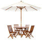 All Things Cedar 4ft 6-Piece Teak Octagon Folding Table Set with White Umbrella