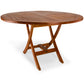 All Things Cedar 4ft 6-Piece Teak Round Folding Table Set with Red Umbrella