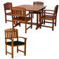 All Things Cedar 5-Piece Butterfly Extension Table Dining Chair Set with Green Cushions