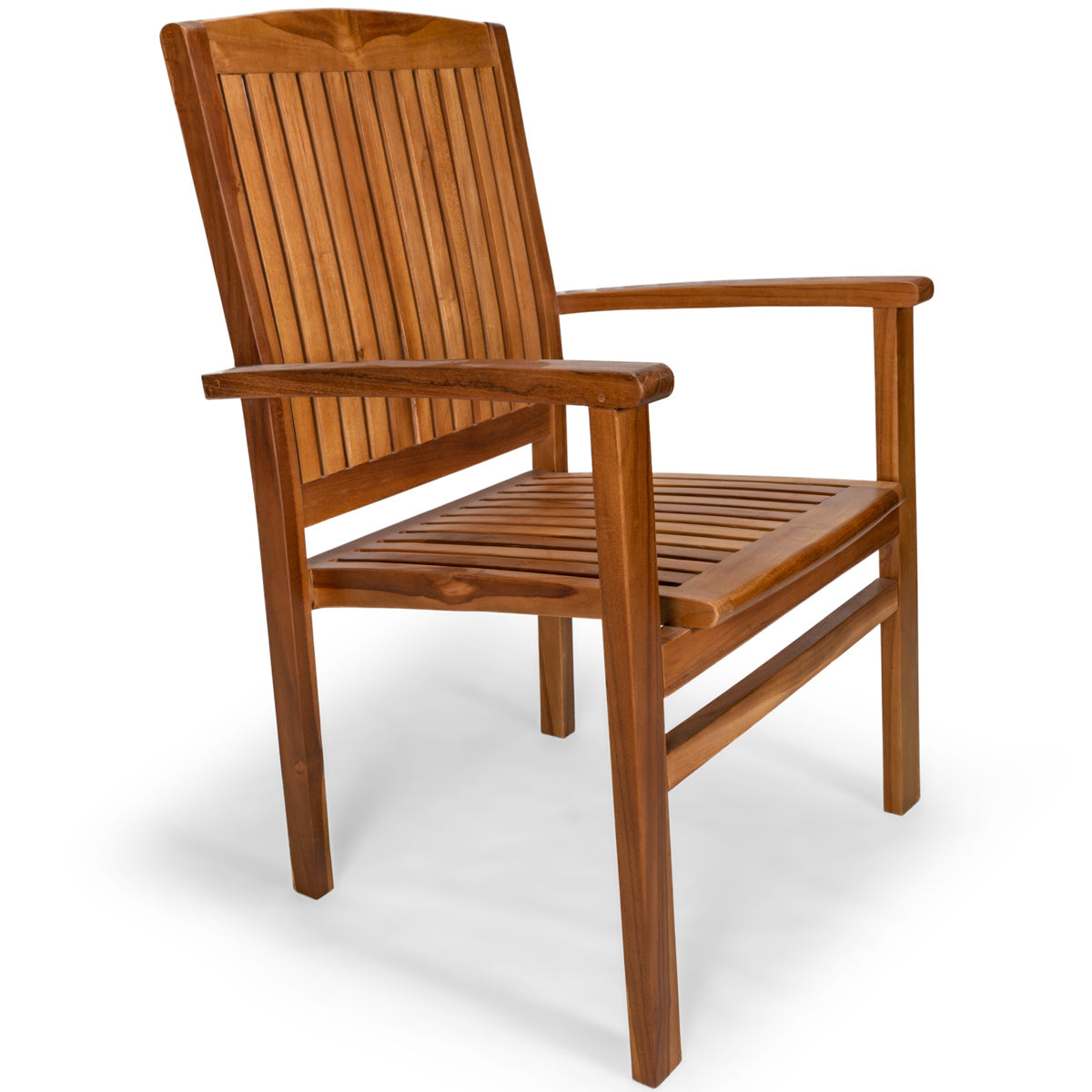 All Things Cedar 5-Piece Butterfly Extension Table Stacking Chair Set with White Cushions