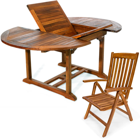 All Things Cedar 5-Piece Oval Extension Table Folding Arm Set