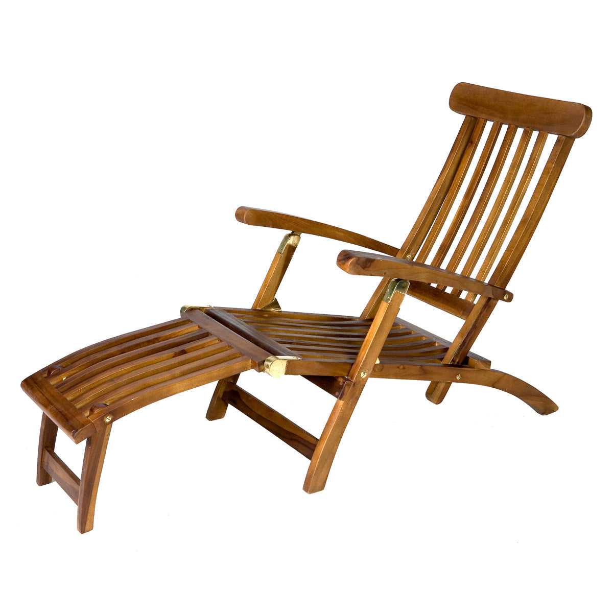 All Things Cedar 5-Position Steamer Chair with Blue Cushions