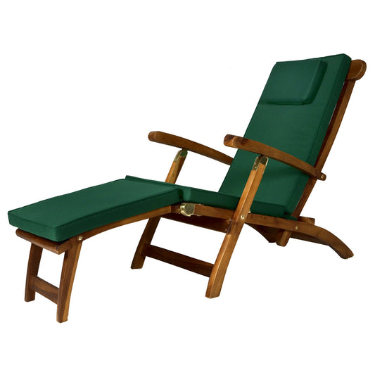 All Things Cedar 5-Position Steamer Chair with Green Cushions